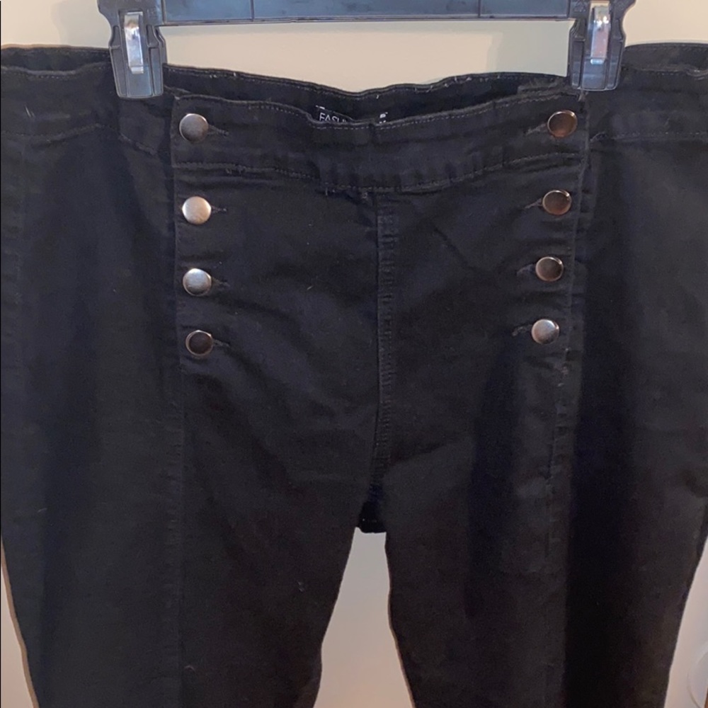 Black fashion nova jeans with eight button detail